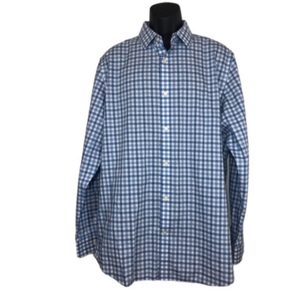 Banana Republic Grant Fit Dress Shirt NWOT Size XL 17-17.5 White Blue & Yellow